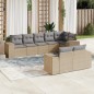 vidaXL Juego de sofás de jardín con cojines beige 8 pzas ratán PE vidaXL Juego de sofás de jardín con cojines beige 8 pzas ratán PE