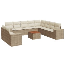 vidaXL Set de sofás de jardín 11pzas con cojines ratán sintético beige