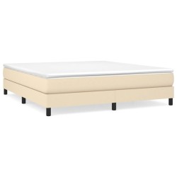 vidaXL Cama box spring con colchón tela color crema 180x200 cm