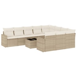 vidaXL Set de sofás de jardín 11pzas con cojines ratán sintético beige