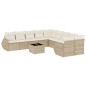 vidaXL Set de sofás de jardín 11pzas con cojines ratán sintético beige vidaXL Set de sofás de jardín 11pzas con cojines ratán sintético beige