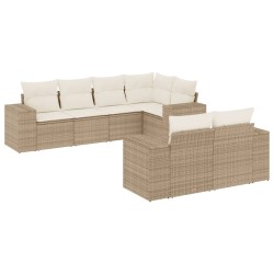 vidaXL Set sofás de jardín 7 piezas y cojines ratán sintético beige