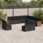 vidaXL Set de sofás de jardín y cojines 13 pzas ratán sintético negro vidaXL Set de sofás de jardín y cojines 13 pzas ratán sintético negro