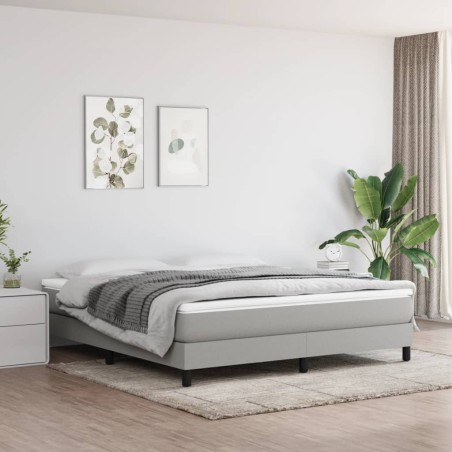 vidaXL Cama box spring con colchón tela gris claro 180x200 cm