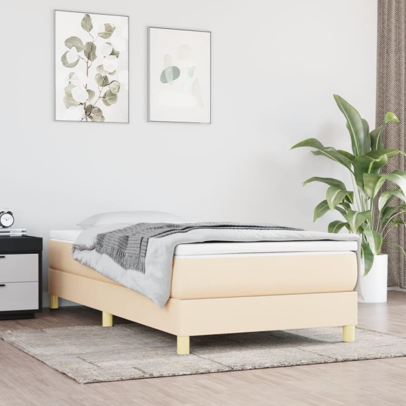 vidaXL Cama box spring con colchón tela color crema 100x200 cm vidaXL Cama box spring con colchón tela color crema 100x200 cm