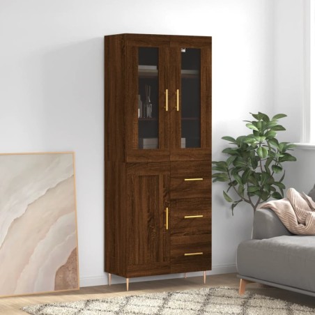 vidaXL Aparador alto madera contrachapada marrón roble 69,5x34x180 cm