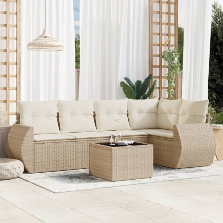 vidaXL Juego de sofás jardín con cojines 6 pzas ratán sintético beige