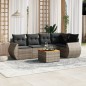 vidaXL Set de muebles de jardín 6 pzas y cojines ratán sintético gris vidaXL Set de muebles de jardín 6 pzas y cojines ratán sintético gris