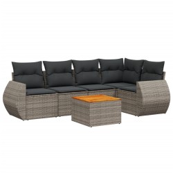vidaXL Set de muebles de jardín 6 pzas y cojines ratán sintético gris