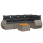 vidaXL Set de muebles de jardín 6 pzas y cojines ratán sintético gris vidaXL Set de muebles de jardín 6 pzas y cojines ratán sintético gris