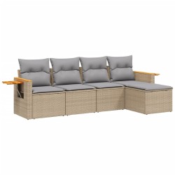 vidaXL Juego de sofás jardín con cojines 5 pzas ratán sintético beige