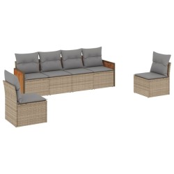vidaXL Juego de sofás jardín con cojines 6 pzas ratán sintético beige