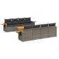 vidaXL Set de muebles de jardín 9 pzas y cojines ratán sintético gris vidaXL Set de muebles de jardín 9 pzas y cojines ratán sintético gris
