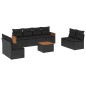 vidaXL Set de sofás de jardín 8 piezas y cojines ratán sintético negro vidaXL Set de sofás de jardín 8 piezas y cojines ratán sintético negro