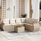 vidaXL Set sofás de jardín 7 piezas y cojines ratán sintético beige vidaXL Set sofás de jardín 7 piezas y cojines ratán sintético beige