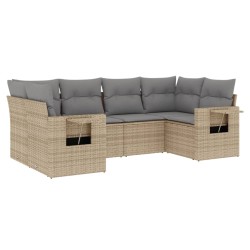 vidaXL Juego de sofás jardín con cojines 6 pzas ratán sintético beige