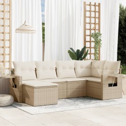 vidaXL Juego de sofás jardín con cojines 6 pzas ratán sintético beige