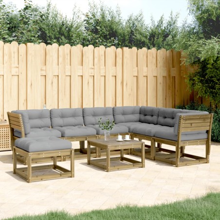 vidaXL Juego de muebles jardín 7 pzas y cojines madera pino impregnada