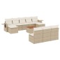 vidaXL Set de sofás de jardín 11pzas con cojines ratán sintético beige vidaXL Set de sofás de jardín 11pzas con cojines ratán sintético beige