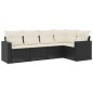 vidaXL Set de muebles de jardín 5 pzas y cojines ratán sintético negro vidaXL Set de muebles de jardín 5 pzas y cojines ratán sintético negro
