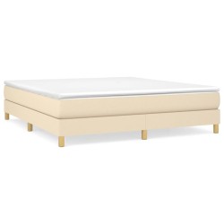 vidaXL Cama box spring con colchón tela color crema 180x200 cm