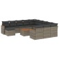 vidaXL Set sofás de jardín con cojines 13 piezas ratán sintético gris vidaXL Set sofás de jardín con cojines 13 piezas ratán sintético gris