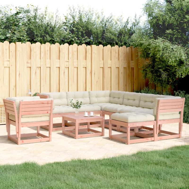 vidaXL Juego de muebles jardín 8 pzas y cojines madera abeto Douglas