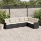 vidaXL Set de comedor de jardín 7 pzas y cojines ratán sintético negro vidaXL Set de comedor de jardín 7 pzas y cojines ratán sintético negro