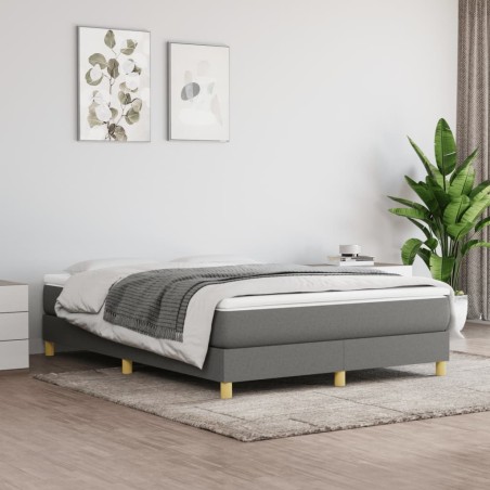 vidaXL Cama box spring con colchón tela gris oscuro 140x190 cm