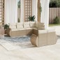 vidaXL Set sofás de jardín 7 piezas y cojines ratán sintético beige vidaXL Set sofás de jardín 7 piezas y cojines ratán sintético beige