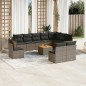 vidaXL Set de sofás de jardín 11 pzas y cojines ratán sintético gris vidaXL Set de sofás de jardín 11 pzas y cojines ratán sintético gris