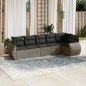 vidaXL Set de muebles de jardín 6 pzas y cojines ratán sintético gris vidaXL Set de muebles de jardín 6 pzas y cojines ratán sintético gris