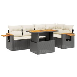 vidaXL Set de sofás de jardín 6 piezas y cojines ratán sintético negro