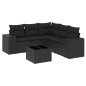 vidaXL Set de sofás de jardín 6 piezas y cojines ratán sintético negro vidaXL Set de sofás de jardín 6 piezas y cojines ratán sintético negro