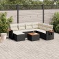 vidaXL Set de sofás de jardín 8 piezas y cojines ratán sintético negro vidaXL Set de sofás de jardín 8 piezas y cojines ratán sintético negro
