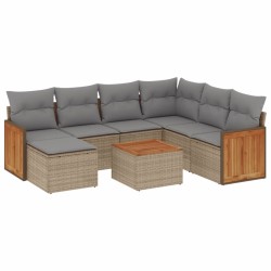 vidaXL Juego de sofás de jardín con cojines beige 8 pzas ratán PE