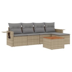 vidaXL Juego de sofás jardín con cojines 6 pzas ratán sintético beige