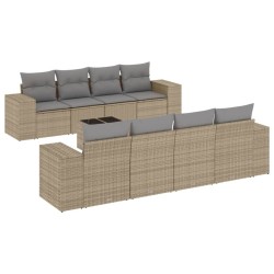 vidaXL Set de sofás de jardín 9 pzas con cojines ratán sintético beige