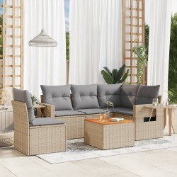 vidaXL Juego de sofás jardín con cojines 6 pzas ratán sintético beige
