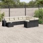vidaXL Set de sofás de jardín 10 pzas cojines ratán sintético negro vidaXL Set de sofás de jardín 10 pzas cojines ratán sintético negro