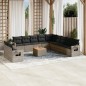 vidaXL Set de sofás de jardín 12 pzas con cojines ratán sintético gris vidaXL Set de sofás de jardín 12 pzas con cojines ratán sintético gris
