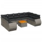 vidaXL Set de sofás de jardín 10 pzas con cojines ratán sintético gris vidaXL Set de sofás de jardín 10 pzas con cojines ratán sintético gris