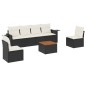 vidaXL Set de comedor de jardín 7 pzas y cojines ratán sintético negro vidaXL Set de comedor de jardín 7 pzas y cojines ratán sintético negro