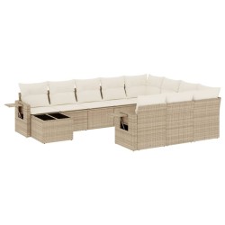 vidaXL Set de sofás de jardín 11pzas con cojines ratán sintético beige