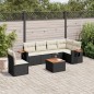 vidaXL Set de comedor de jardín 7 pzas y cojines ratán sintético negro vidaXL Set de comedor de jardín 7 pzas y cojines ratán sintético negro