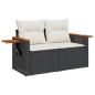 vidaXL Set de comedor de jardín 7 pzas y cojines ratán sintético negro vidaXL Set de comedor de jardín 7 pzas y cojines ratán sintético negro