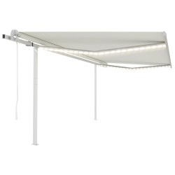 vidaXL Toldo automático con LED y sensor de viento crema 4x3,5 m
