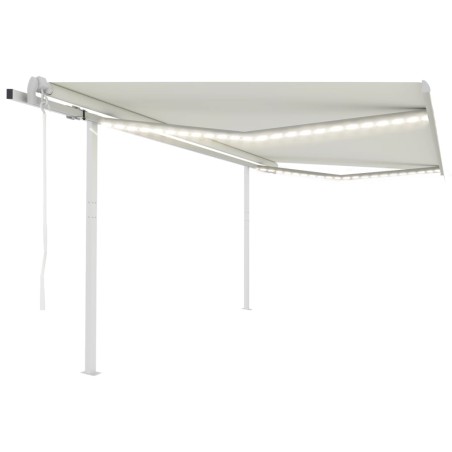vidaXL Toldo automático con LED y sensor de viento crema 4x3,5 m