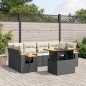 vidaXL Set de comedor de jardín 7 pzas y cojines ratán sintético negro