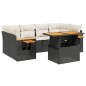 vidaXL Set de comedor de jardín 7 pzas y cojines ratán sintético negro